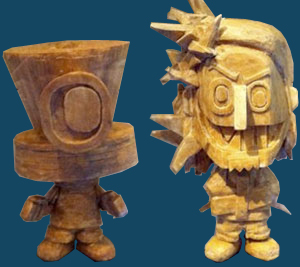 wooden german o and crazymichael figures